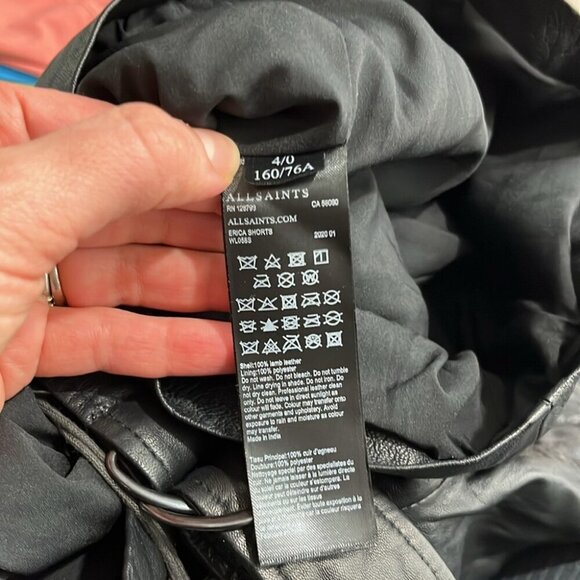 Allsaints NWT Erica Black Leather Paperbag Shorts - Picture 11 of 11